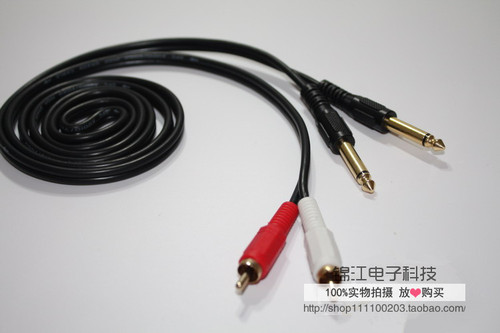 镀金双6.35转2RCA连接线 双6.5/6.3转双莲花  信号线 音频线 - 图0
