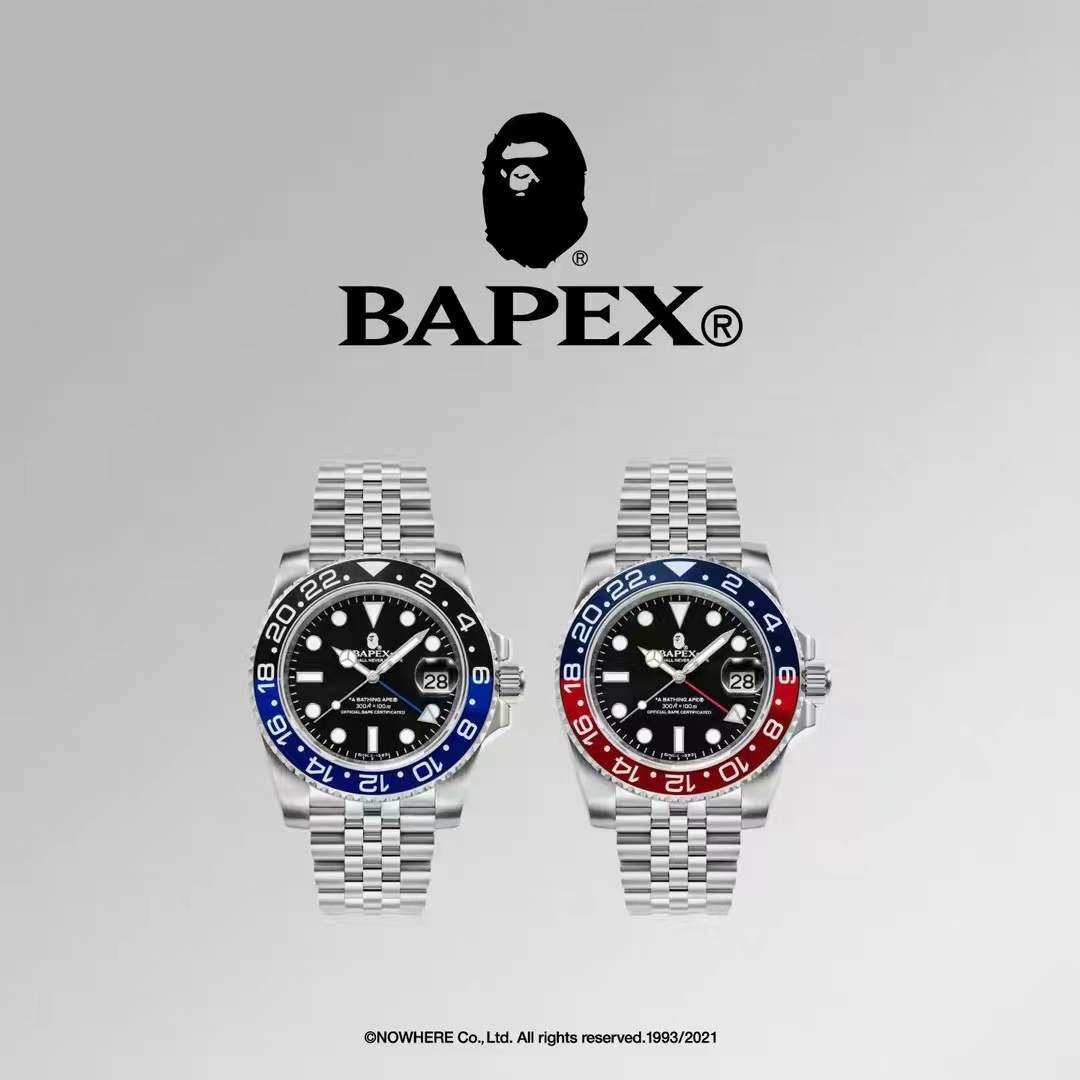 BAPE TYPE2 BAPEX猿人手表水鬼男表防水石英精钢时尚嘻哈风猿力士