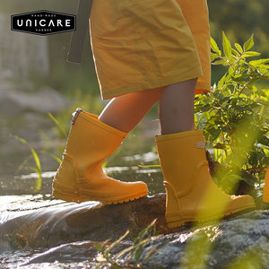 UNICARE 新款轻巧儿童雨鞋 防滑防水雨靴中筒厚底 时尚户外玩水鞋