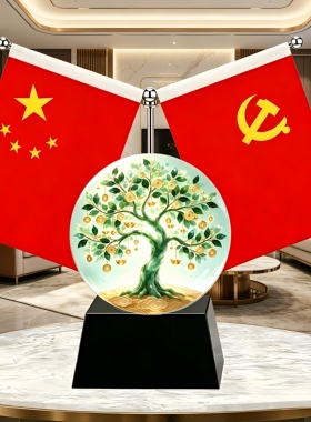 高级红旗国旗商铺办公室桌面摆件