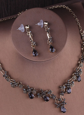 网红新娘套链结婚饰品黑色经典