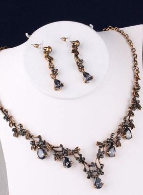 高端古铜黑新娘套链黑色礼服旗袍