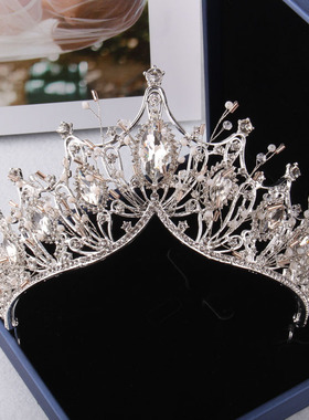 高端新款新娘项链水钻大皇冠婚纱