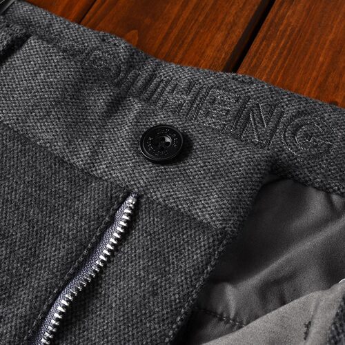 欧洲站汤米 Mingu Tommy男士冬季厚款奢华羊毛呢免烫直筒休闲裤子 - 图0