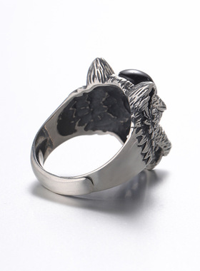 百搭开口可调节新潮狼头戒指霸气