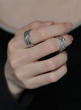 光与夜之恋周边齐司礼同款波浪线纹理戒指可调节小众设计婚戒开口