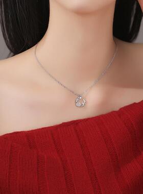 新款风格仙女风幻彩玫瑰月牙花环项链甜美气质女生锁骨链百搭礼物