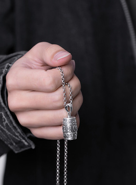 新中式藏式国潮六字真言嘎乌盒吊坠男女士百搭项链可转动个性护身