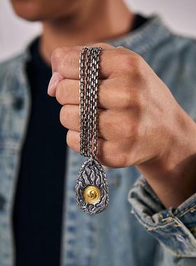 国潮道家复古风道燃吊坠男款太极八卦项链随身护身挂件配饰品礼物