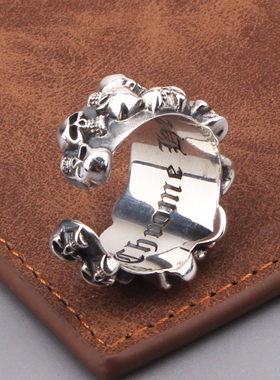 骷髅头戒指复古潮流男纯银朋克风