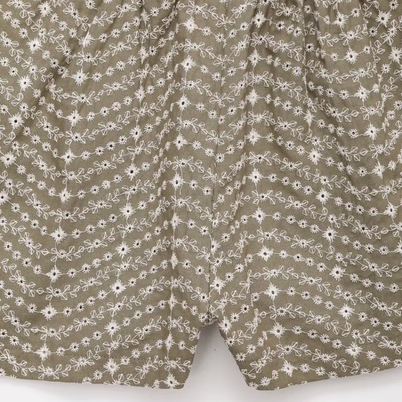 复古碎花镂空刺绣休闲短裤 高腰显瘦阔腿裤 休闲百搭松紧腰热裤,淘宝优惠券,粉丝福利购,淘宝优惠卷