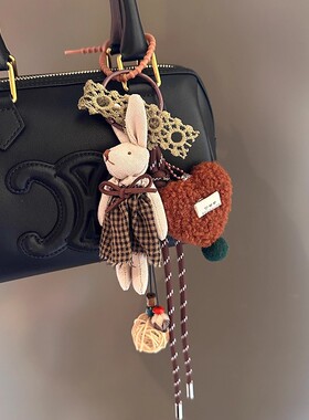 日本DEMIU包包挂件秋冬百搭miu系风挂饰布艺小兔子公仔玩偶
