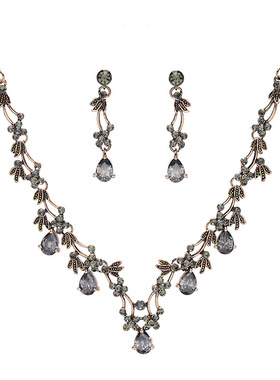 水滴坠舞台宴会派对礼服项链耳环