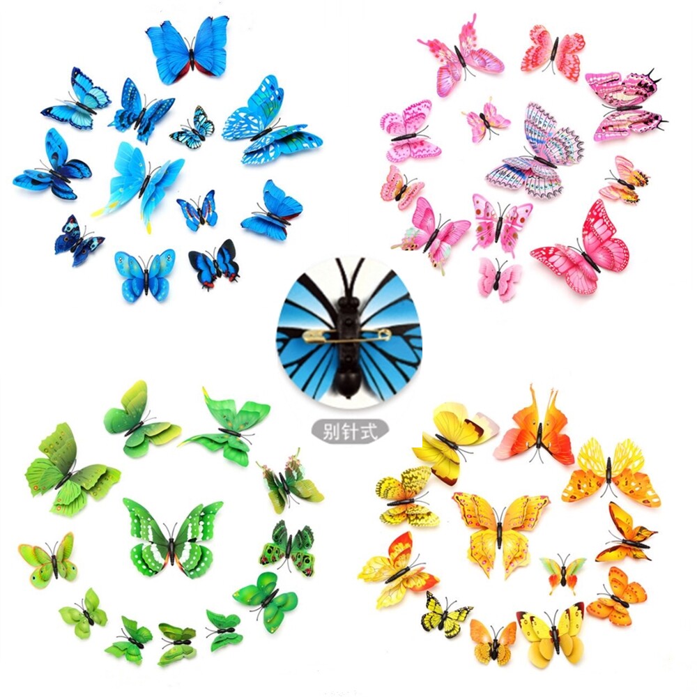 彩色花蝴蝶图案随机别针式可夹在衣服帽子手套上装饰配多颜色选项