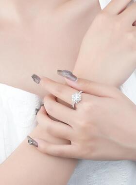 太阳花锆石戒指女时尚轻奢风素圈指环送女友礼物满钻花朵求婚钻戒