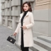Quần áo thu đông 2019 phiên bản mới của phụ nữ Hàn Quốc phần dài của áo gió nhung vàng áo khoác len dày áo khoác cotton - Accentuated eo áo