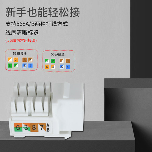 普盛/PS 六类网络模块信息传输模块网线插座模块 镀金RJ45模块 打线式 - 图3