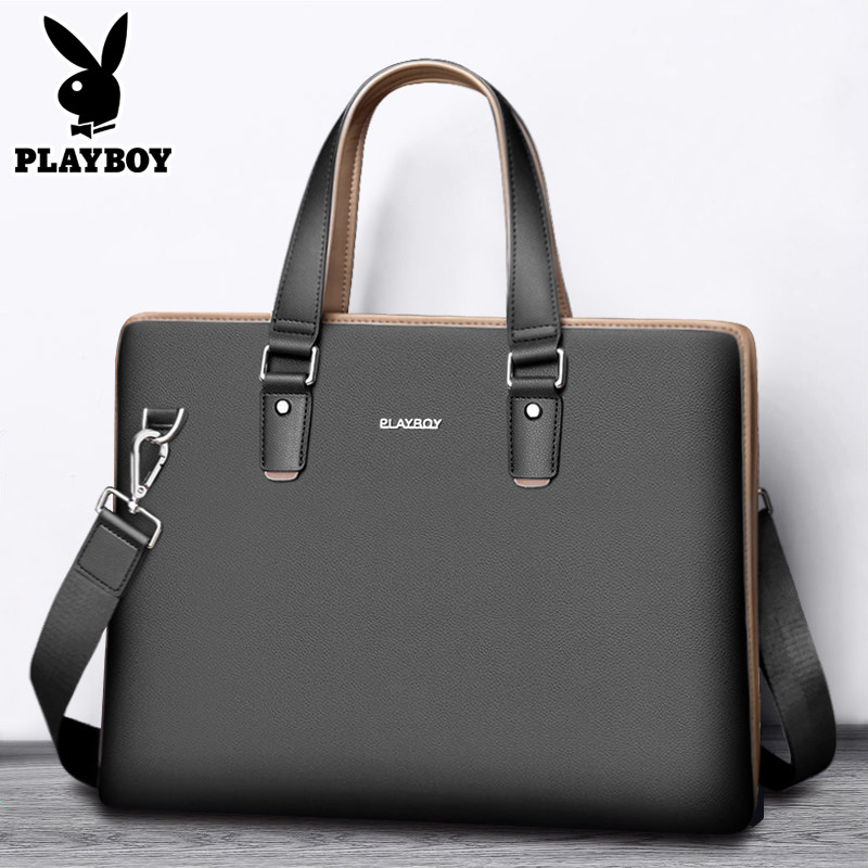 花花公子手提包男休闲横款皮单肩包 恒博箱包专营男士包袋