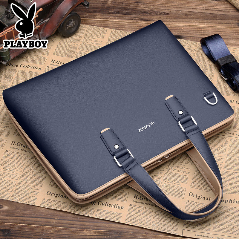 花花公子手提包男休闲横款皮单肩包 恒博箱包专营男士包袋