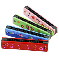 Children Woody Harmonica 16 Holes Kindergarten Elementary School Students Beginners Percussion Instruments Creative Gift Mouth Organ Toys