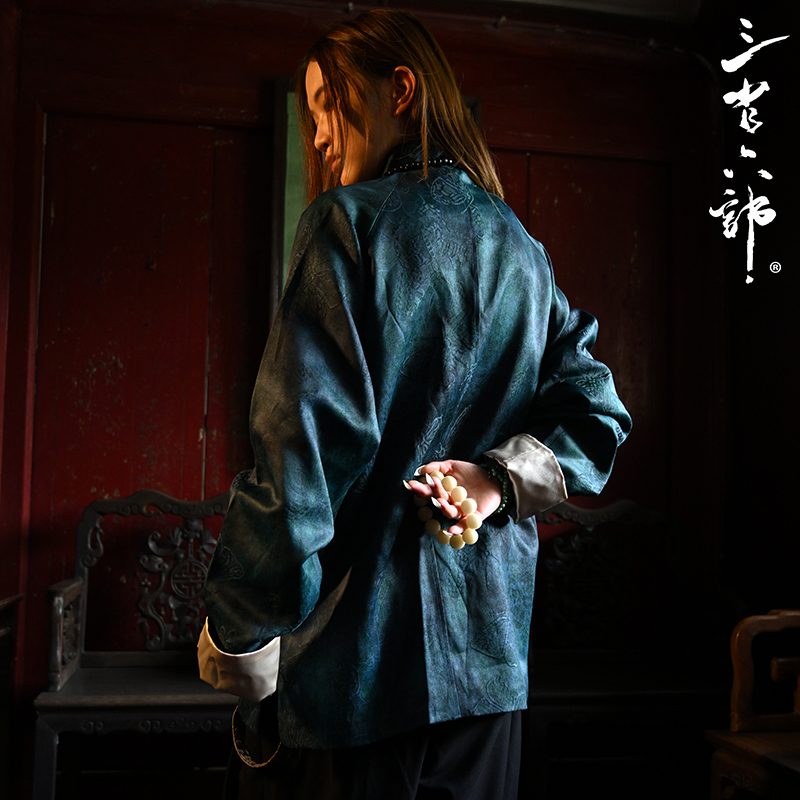 三省六部·门下省【三界】秋季高端复古提花绸缎男士手工盘扣唐装 - 图3