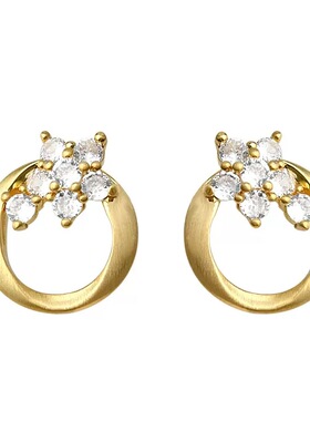 莫比乌斯~原创个性锆石耳钉几何圆形小众轻奢花环高级感耳饰女