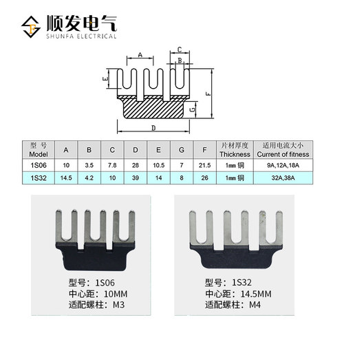 3P短接片系列西门子交流接触器专用短路片连接片汇流排 1S06 1S32 - 图3