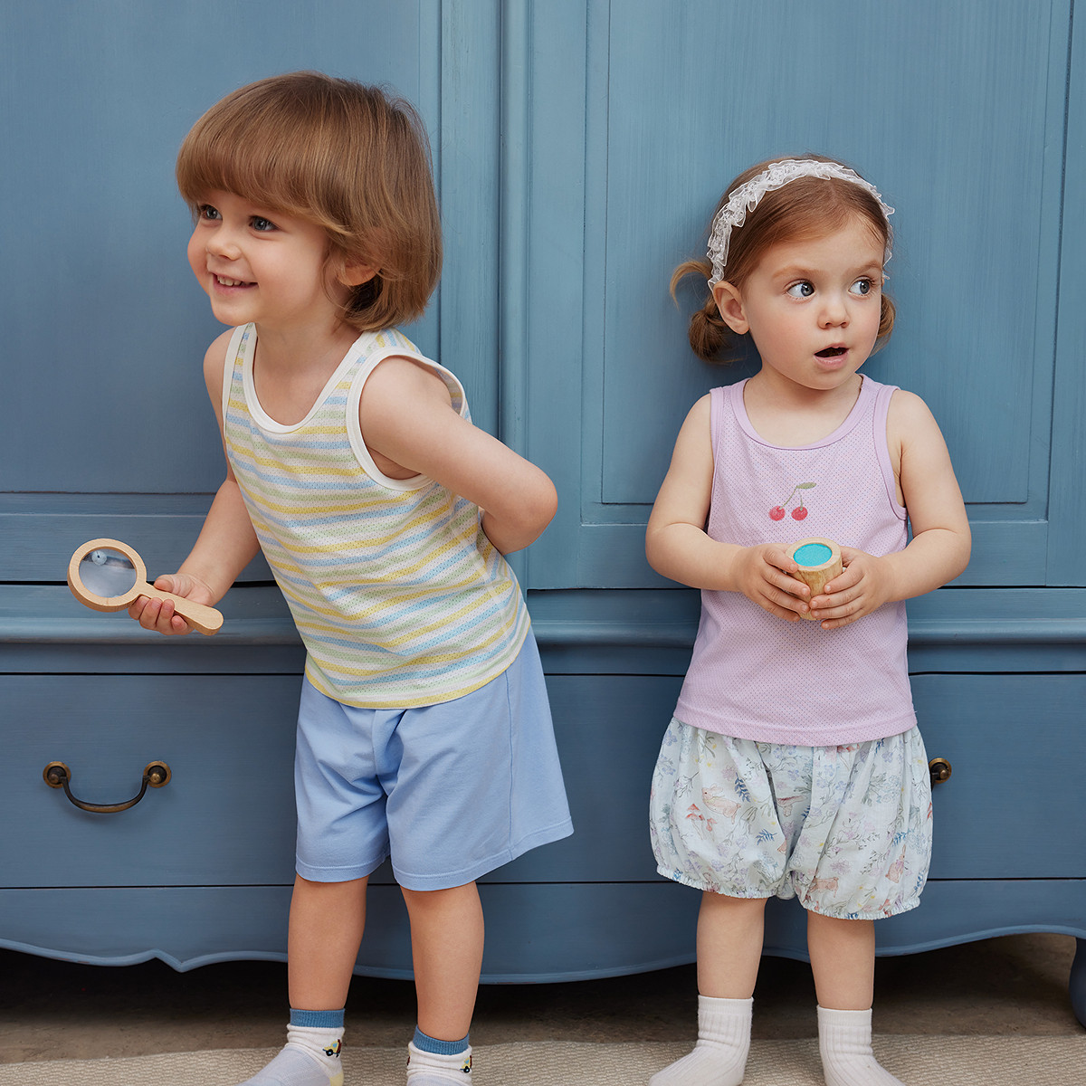 【2件装】迷你巴拉男女童宝宝纯棉背心网眼透气海洋风打底2026夏