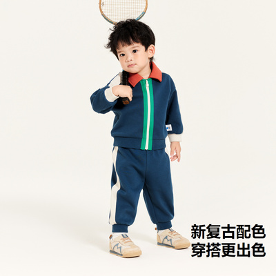 迷你巴拉巴拉男童女童长袖套装宝宝休闲婴儿衣服套装学院两件套