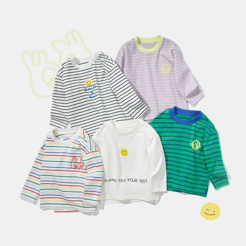 Маленький детский весенний мягкий хлопковый лонгслив подходит для мужчин и женщин для девочек