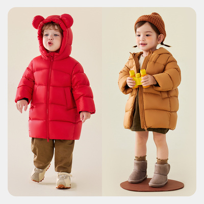 迷你巴拉儿童羽绒服外套长款冬
