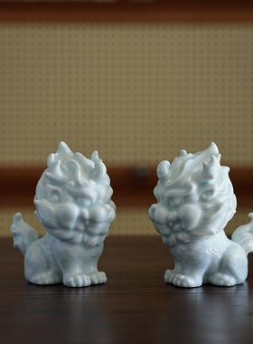 创意陶瓷麒麟茶道家居玄关摆件新中式青瓷客厅茶桌办公工艺品装饰