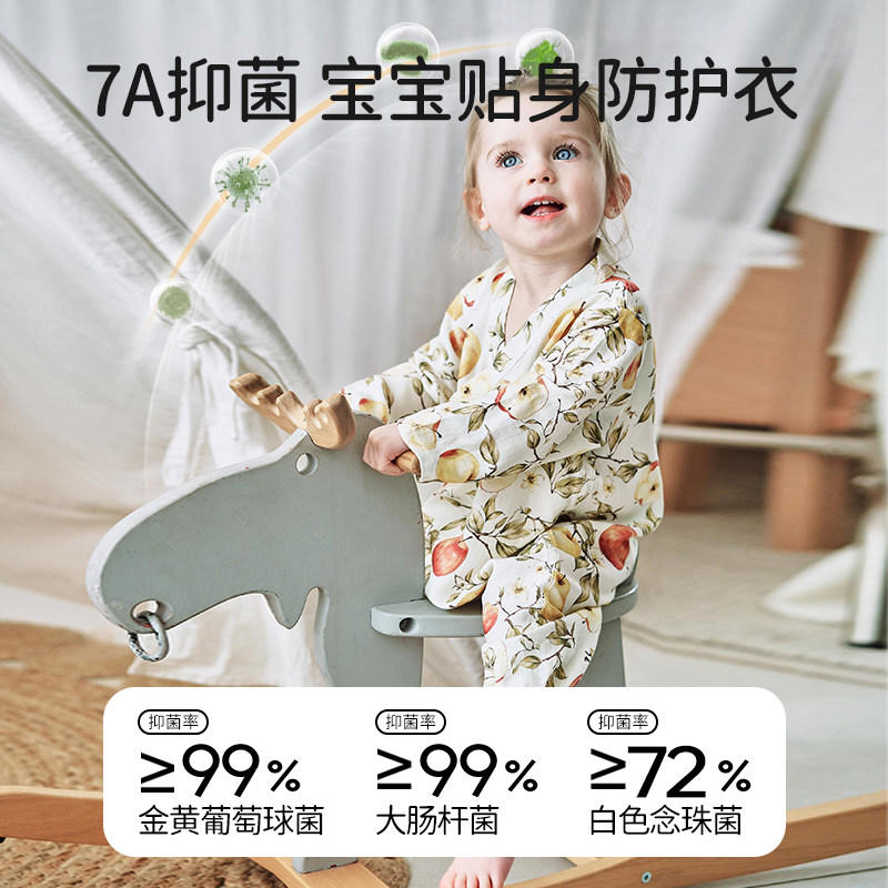 欧孕婴儿衣服夏季薄款竹棉纱布和尚服男女宝宝连体衣透气哈衣爬服