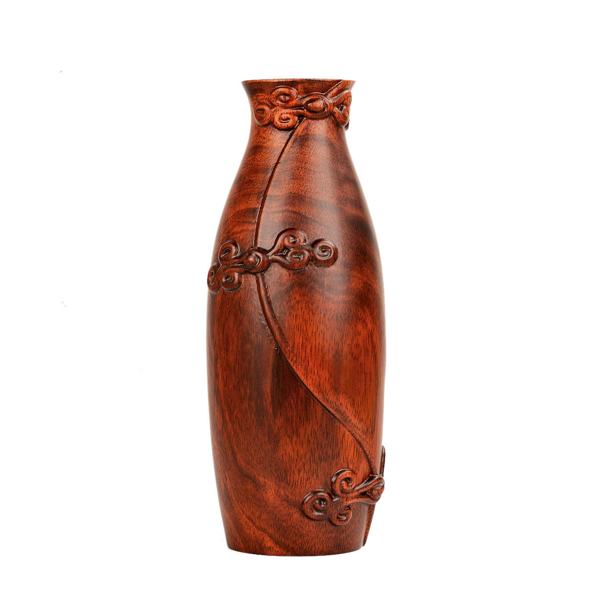 卓弘 桃木旗袍花瓶摆件桃木雕刻工艺品客厅办公桌面装饰品礼物