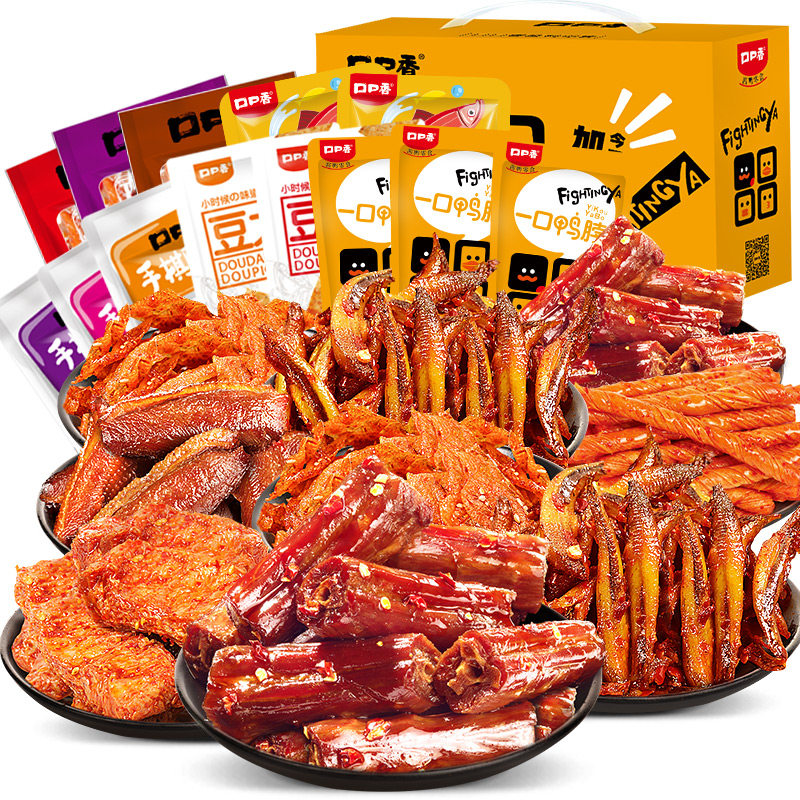 口口香酱鸭脖辣条年货礼盒大礼包 口口香食品旗舰豆腐干