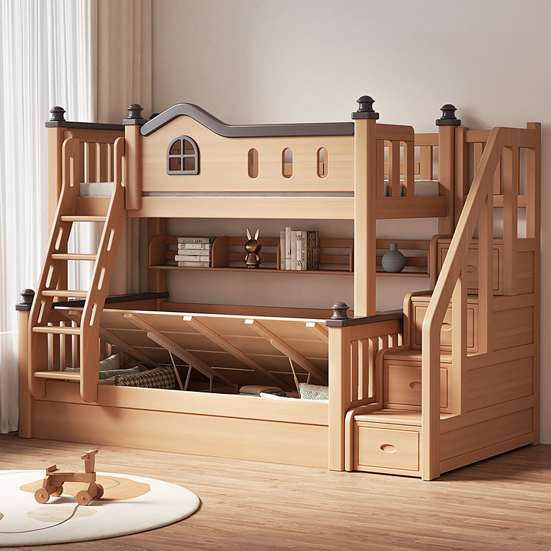 榉木上下铺床全实木儿童高低床可拆分成人子母床双层床两层上下床,淘宝优惠券,粉丝福利购,淘宝优惠卷