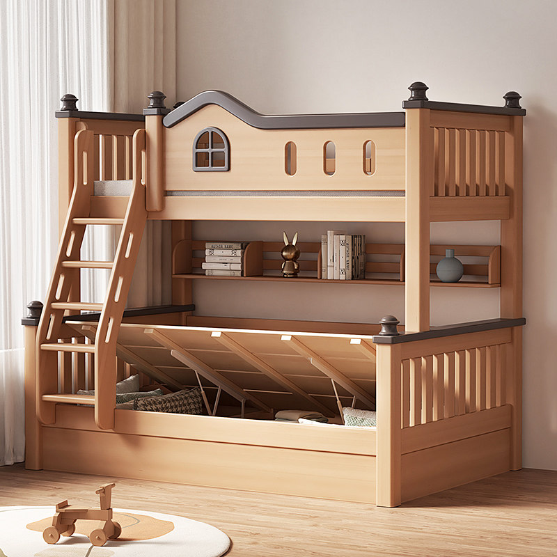 榉木上下铺床全实木儿童高低床可拆分成人子母床双层床两层上下床,淘宝优惠券,粉丝福利购,淘宝优惠卷