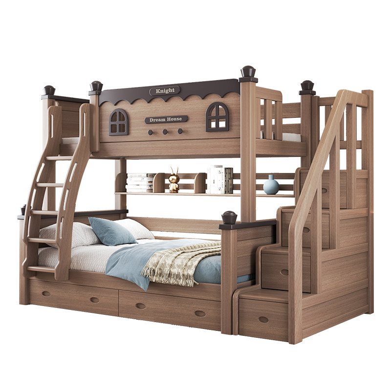 鹅掌楸木上下铺儿童床实木高低床小户型美式加粗双层床两层上下床,淘宝优惠券,粉丝福利购,淘宝优惠卷