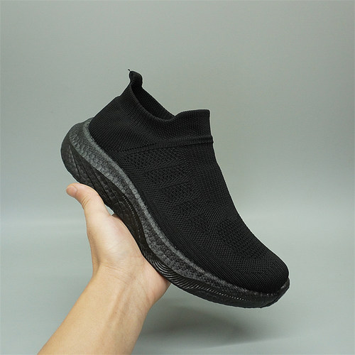 【超舒服】鞋底超软踩屎感爆米花一脚蹬袜子鞋男女针织网面健步鞋 - 图1