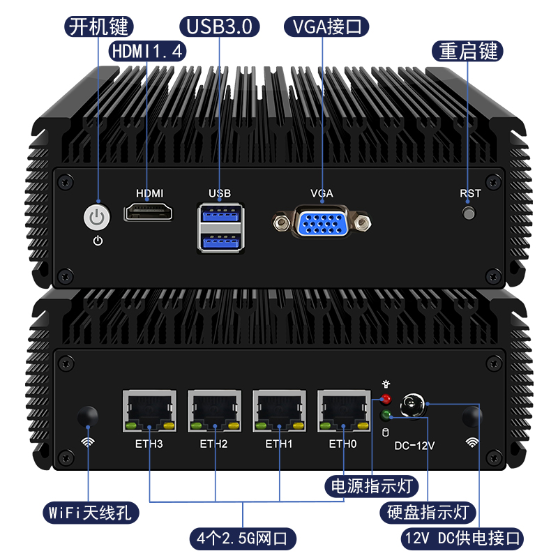 秒联intel10代J4125 I225-V 2.5G网卡迷你静音路由小主机4网口软路由支持爱快OPENWRT/PFSENSE/ESXI等软件 - 图3