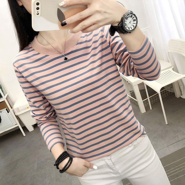 2024 early spring and autumn new cotton thin long -sleeved T -shirt women's top, large mm covered belly, inner body shirt bottom shirt