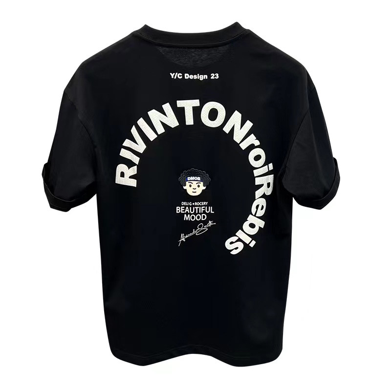 2024新款休闲百搭圆领短袖T恤男夏季潮流宽松字母印花纯棉ins体恤