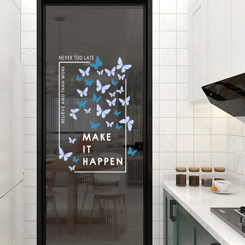 ins风小雏菊厨房餐厅防撞玻璃门静电玻璃贴纸蝴蝶简约装饰玻璃贴,淘宝优惠券,粉丝福利购,淘宝优惠卷