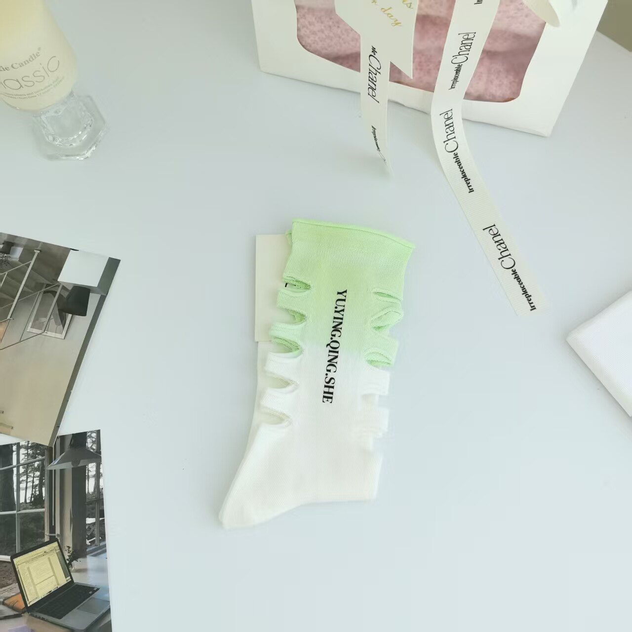ins潮袜精品饰品袜新款蕾丝水钻轻奢潮袜女款蝴蝶结中筒袜子棉袜
