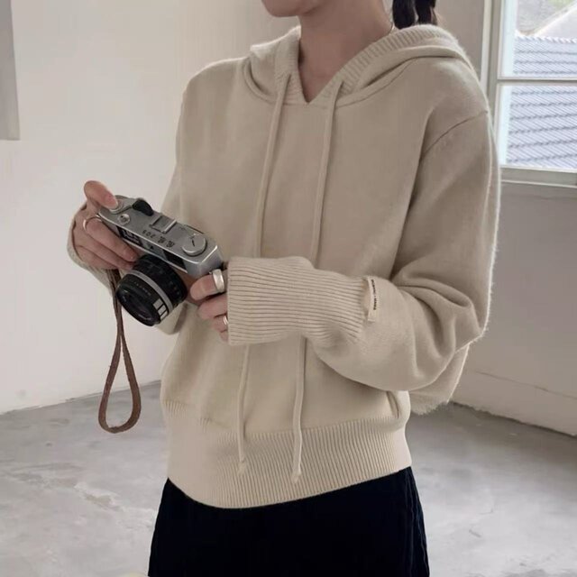 Hooded sweater versatile casual pullover sweater jacket