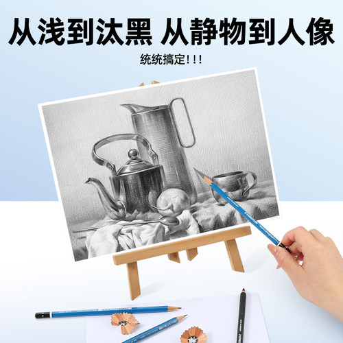 德国施德楼100蓝杆素描铅笔套装绘画碳笔书写绘图素描2h6b8b12b炭笔绘图hb学生六角铅笔速写艺考美术生专用铅 - 图3