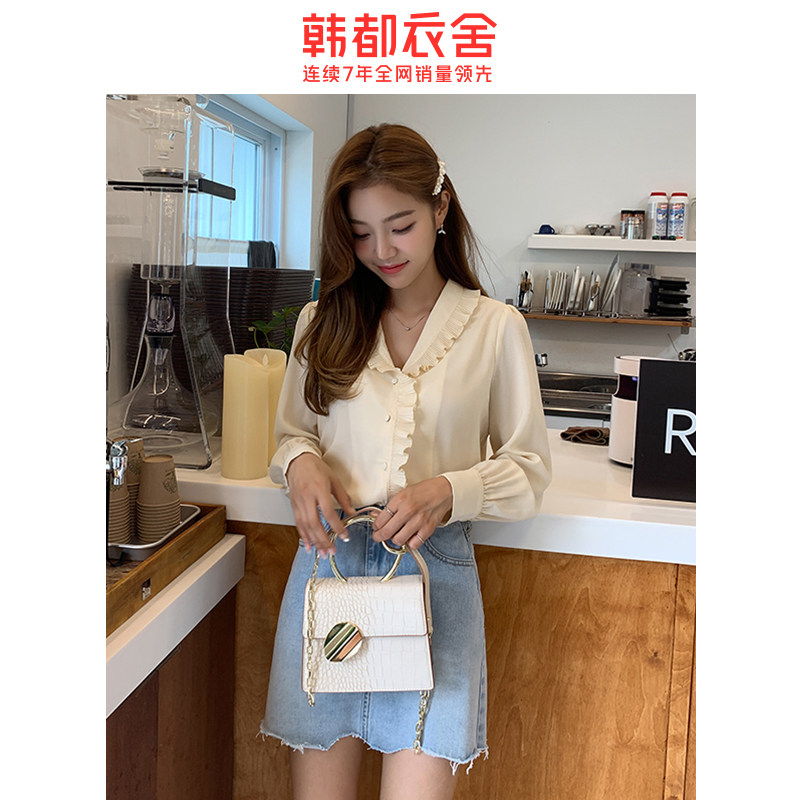  韩都衣舍秀衣莲衬衫