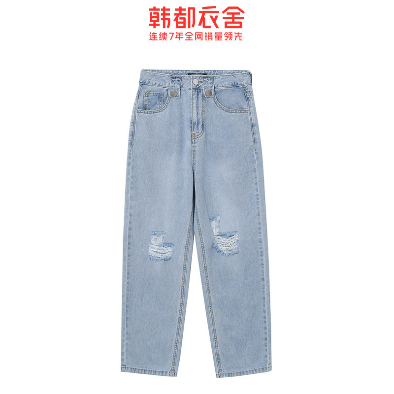 韩都衣舍2020夏季新款破洞牛仔裤 韩都衣舍秀衣莲牛仔裤