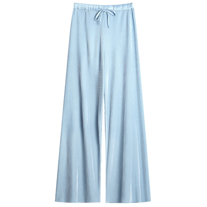 高腰压褶2020夏季下坠宽松阔腿裤 伊娅蓓休闲裤