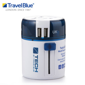 TravelBlue/蓝旅全球通用双USB转换插头 英标美标欧标奥标转换器